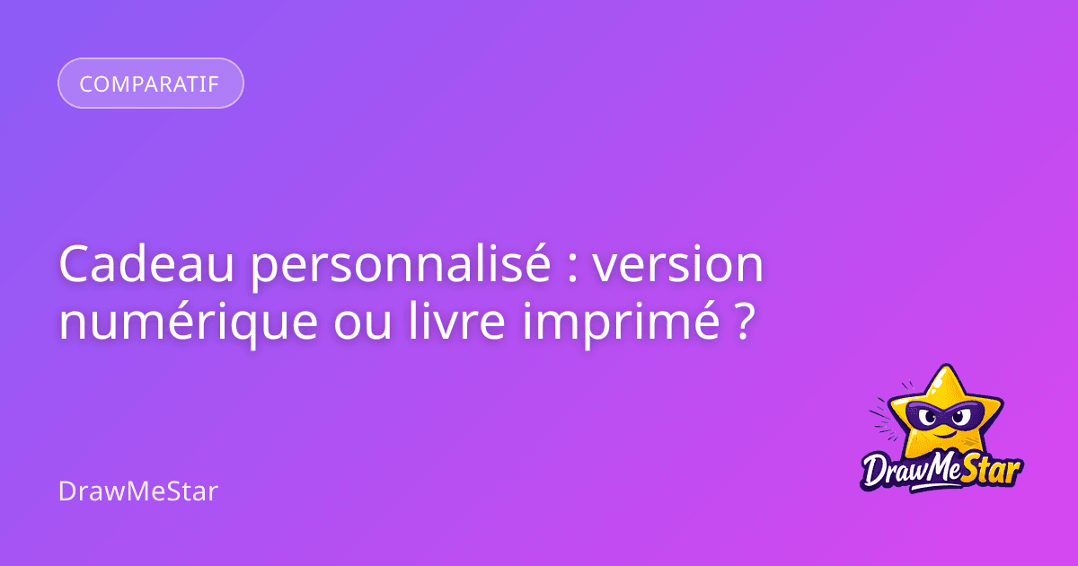 Un enfant tenant une bande dessinée personnalisée entre ses mains à côté d'une tablette affichant une version numérique du même livre.