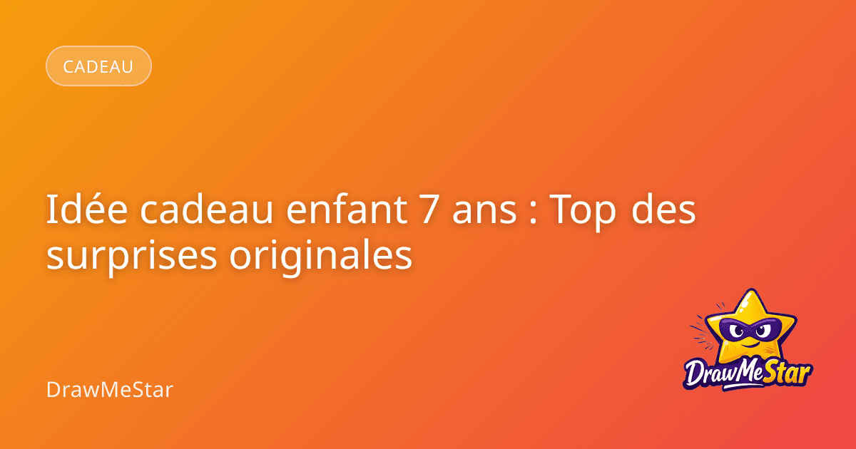 Un enfant de sept ans souriant ouvrant un cadeau coloré dans une chambre décorée, illustrant la joie et la découverte.
