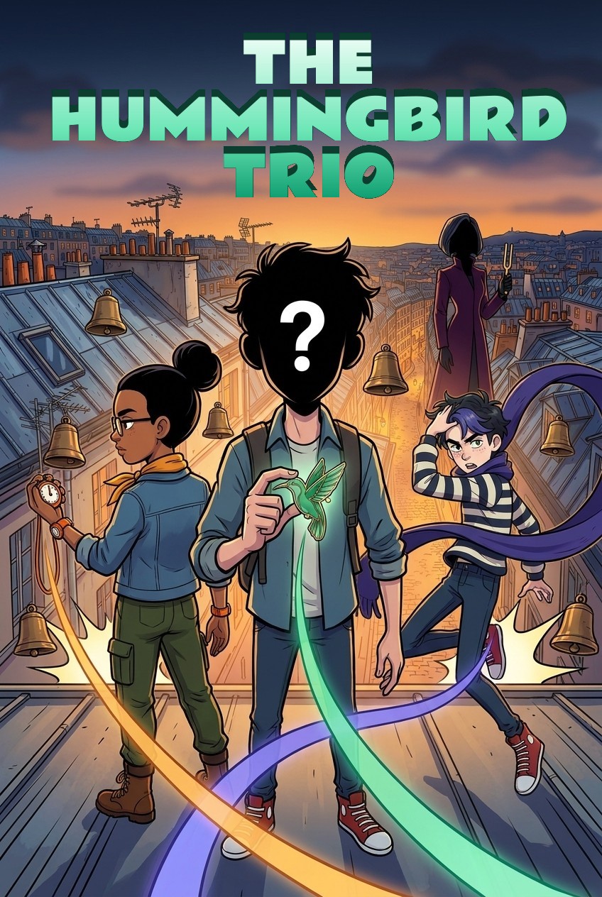 Cover of the personalised comic “The Hummingbird Trio”